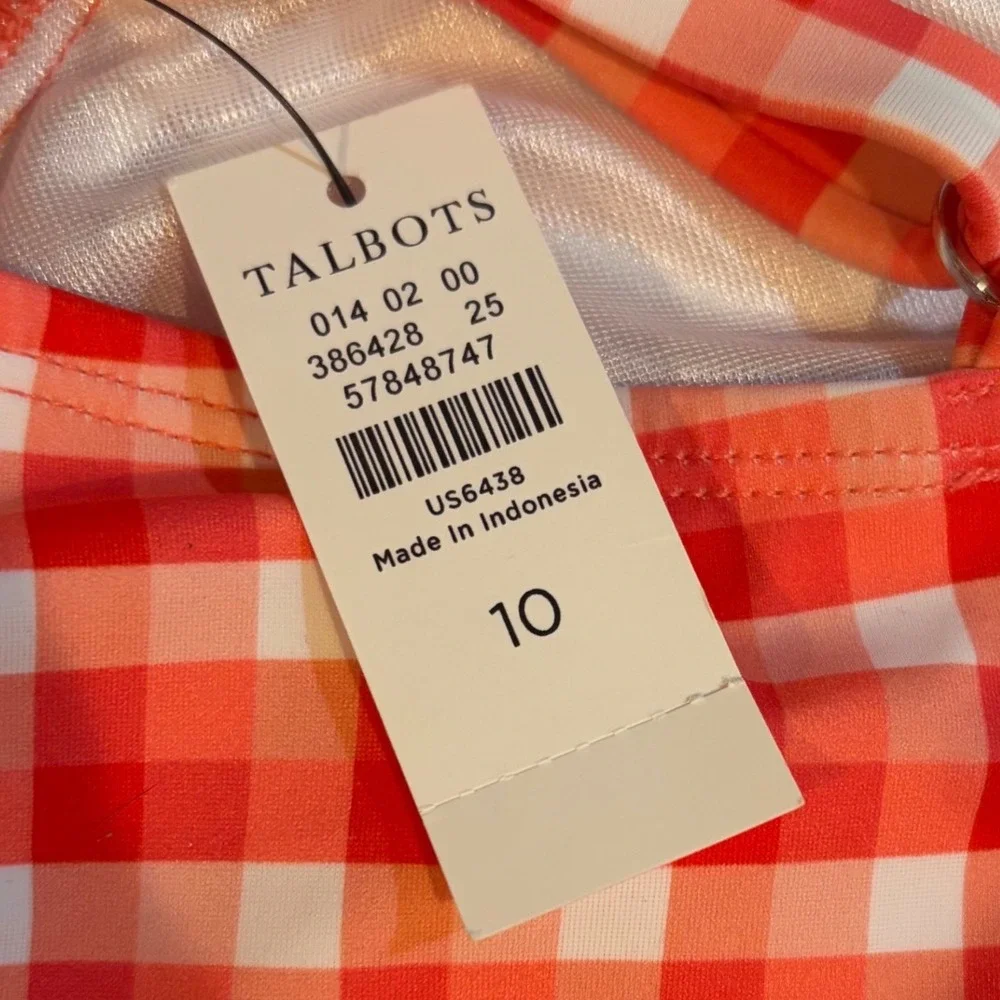 Miraclesuit‎ x Talbots Cabana Tankini Picnic Plaid Gingham Swimsuit Red White 10